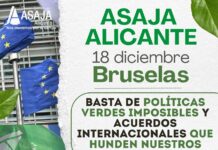 ASAJA Alicante participará en la movilización europea del 18 de diciembre en Bruselas